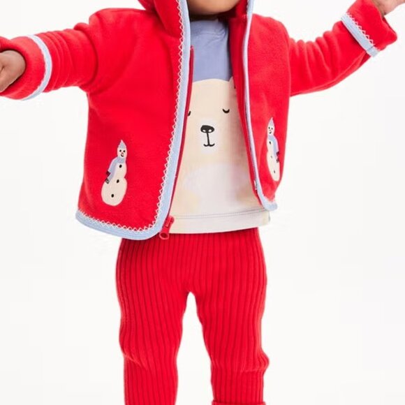 Adorable Hanna Andersson Red Baby Fleece Hoodie Only New with Tags - Picture 4 of 8